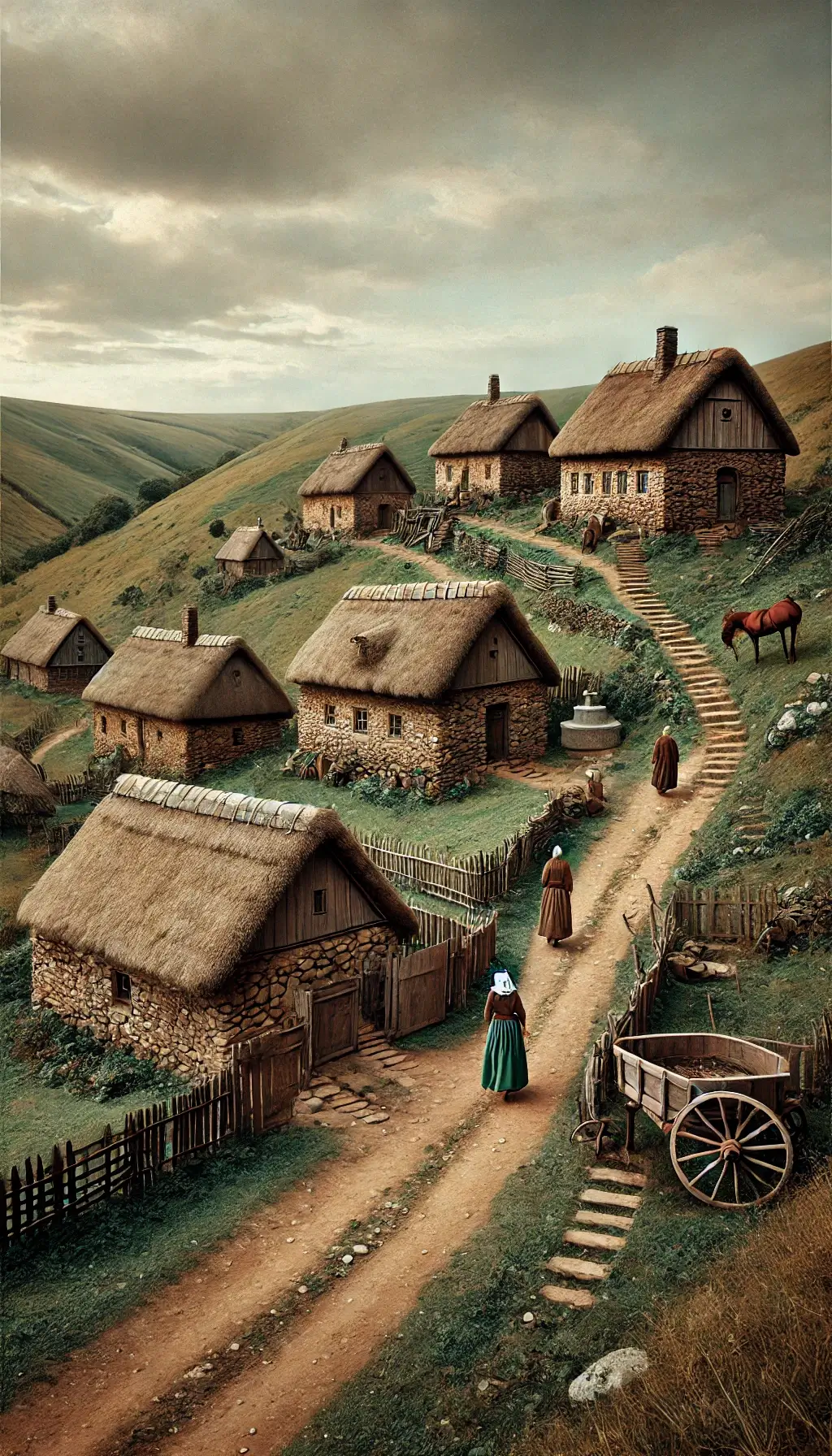 19th Century Old Village Scene