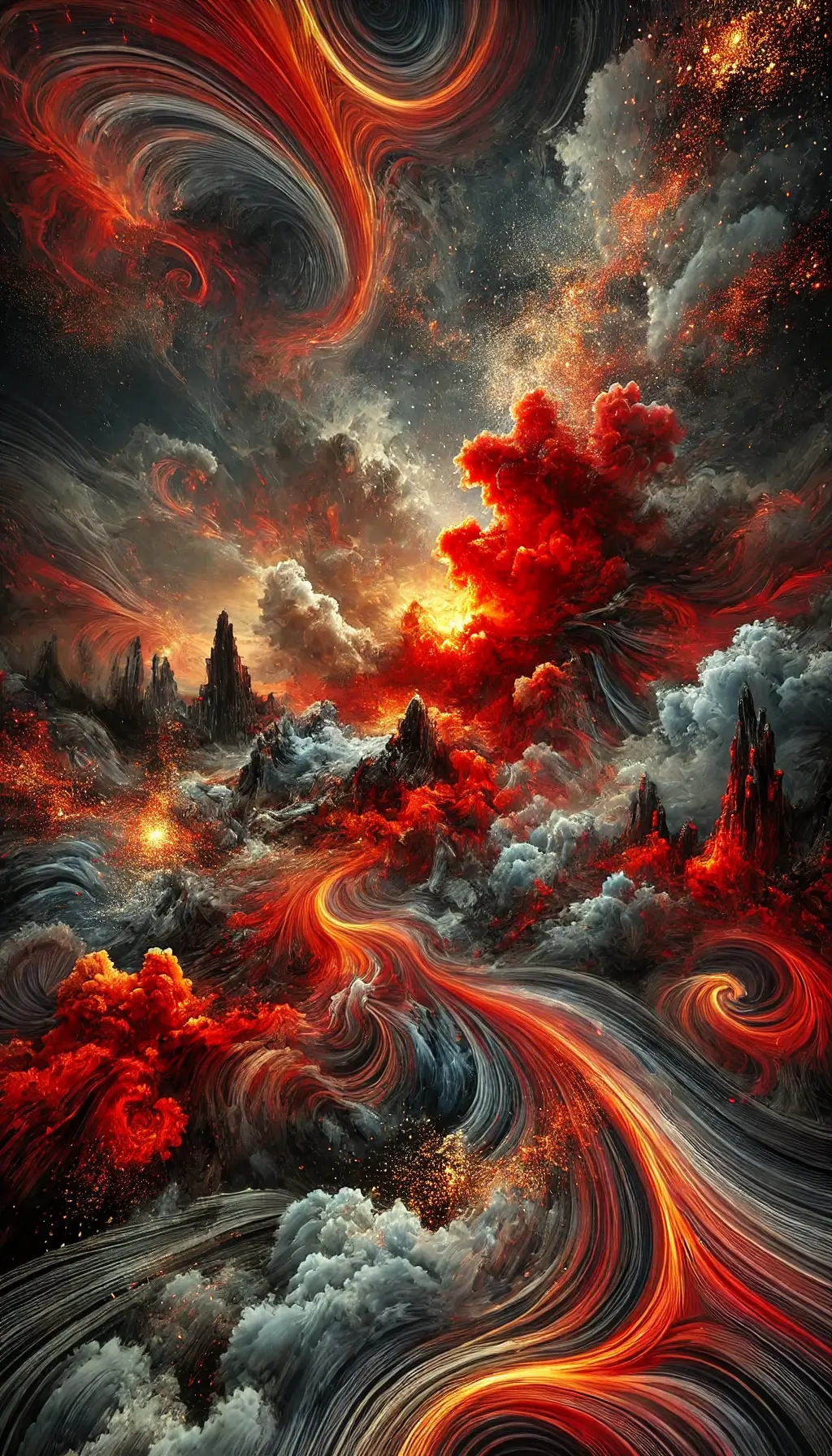 Abstract Volcano Eruption Art with Fiery Energy