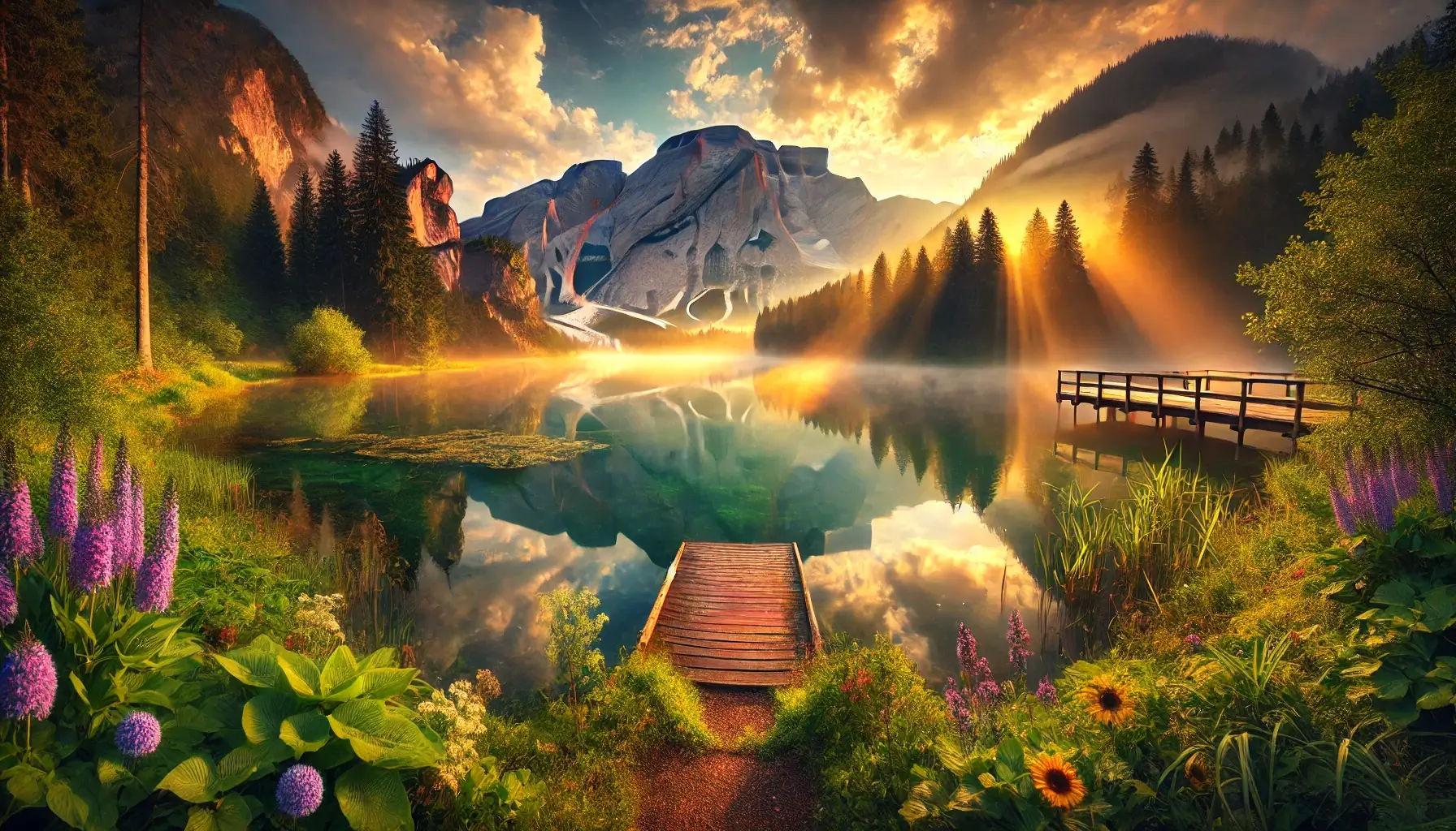 Aesthetic Lake and Mountain Wallpaper