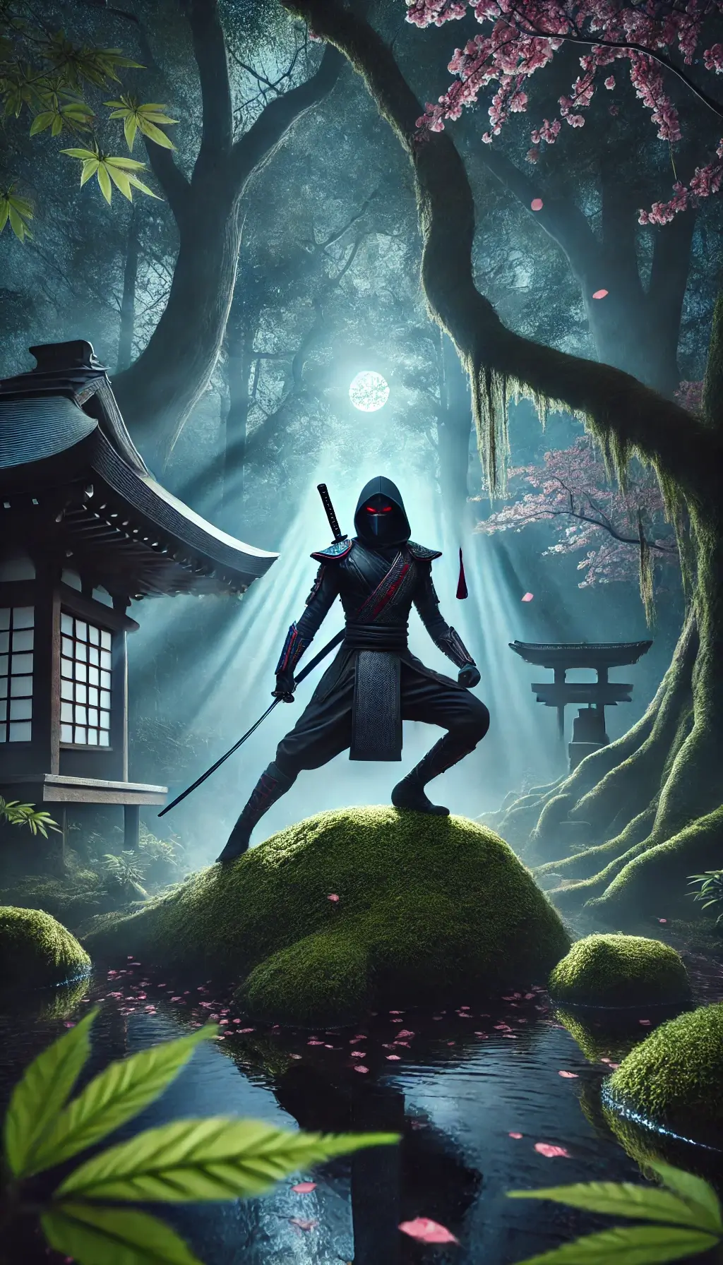 Ninja Night Scene Wallpaper