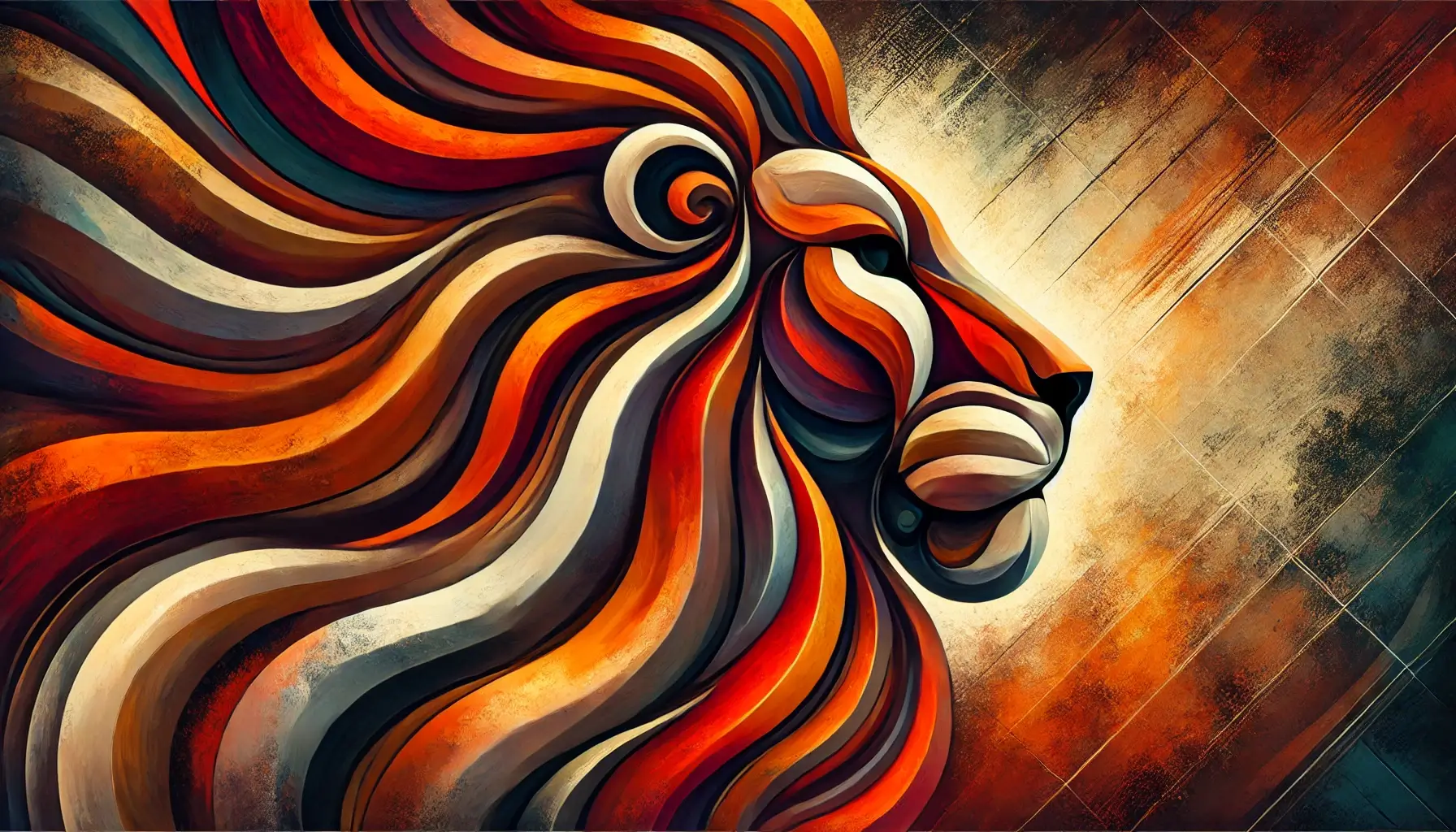 Bold Abstract Lion Art