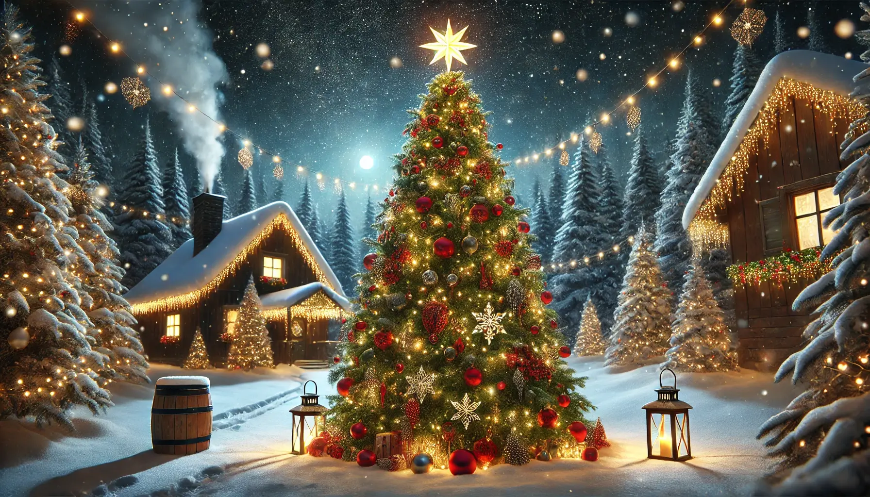 Christmas Wallpaper 4K HD Christmas Tree Snowy Night