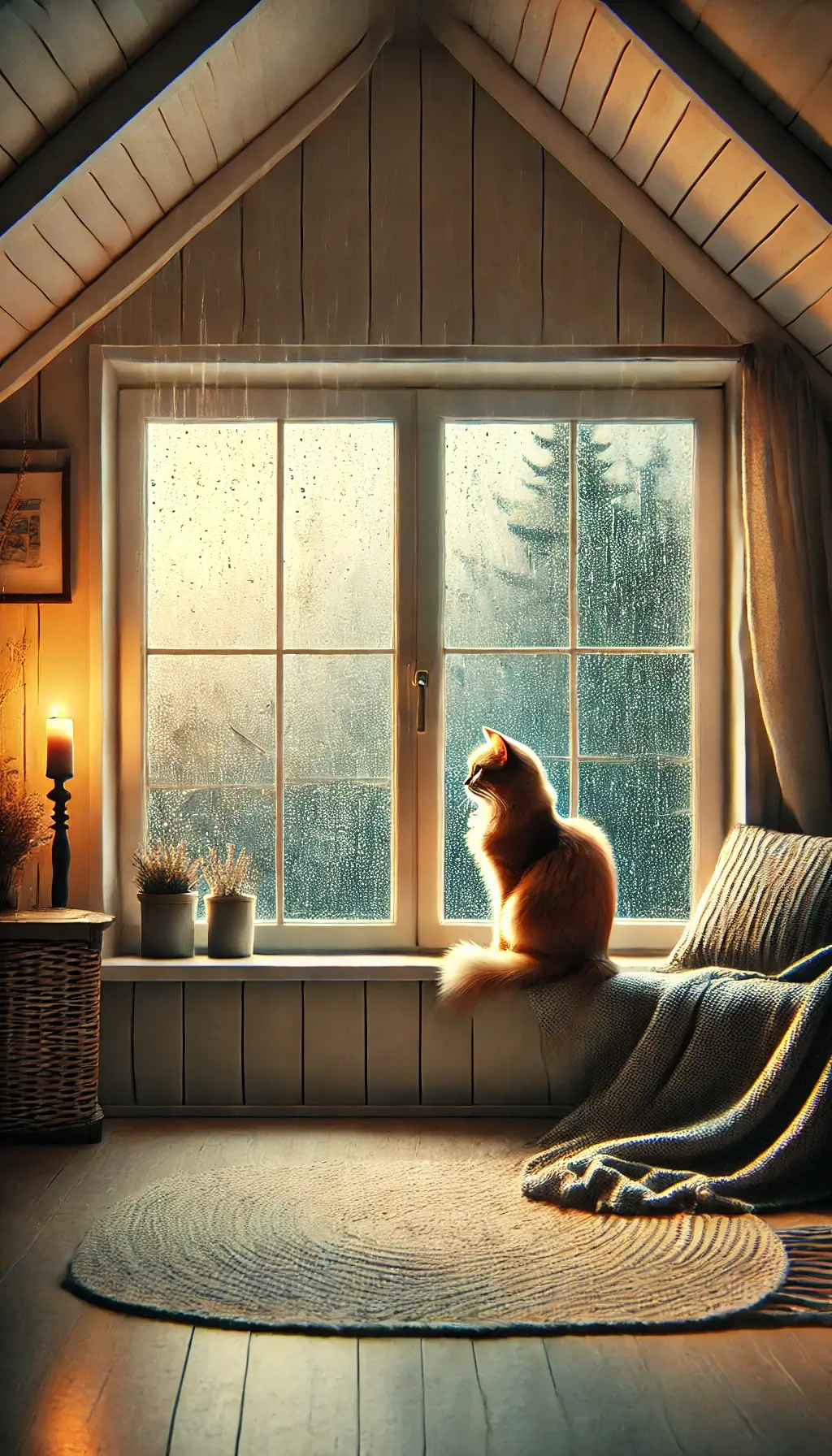 Cute Cat Enjoying Rain Wallpaper