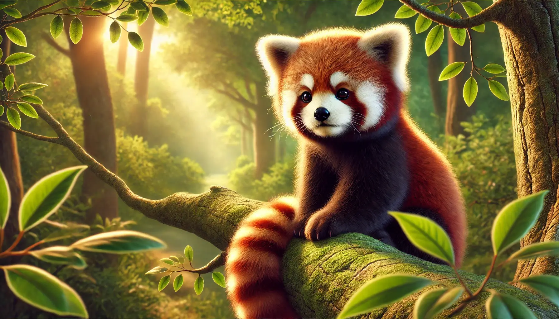 Adorable Red Panda in Forest Wallpaper