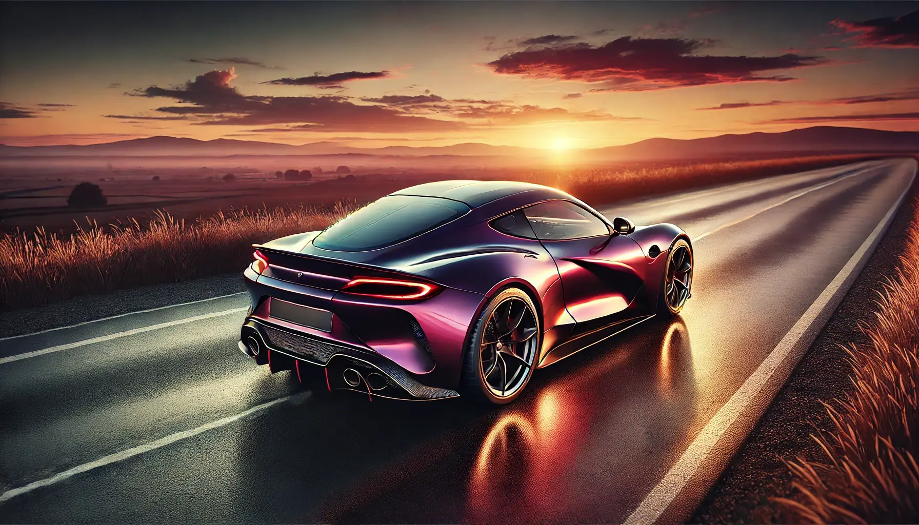 Dark Pink Sports Car Wallpaper