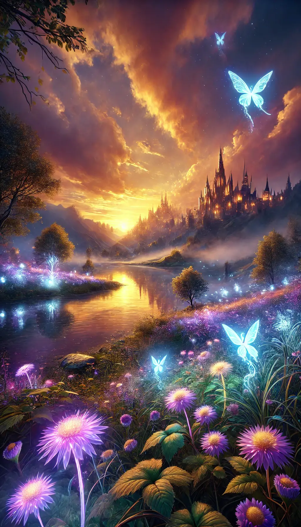 Fantasy Castle and Meadow Scene