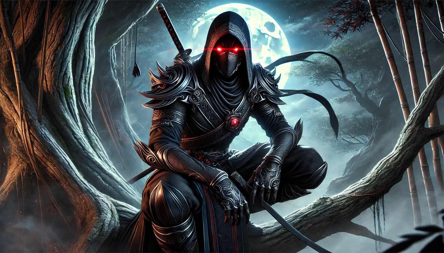 4K Fantasy Ninja with Red Eyes