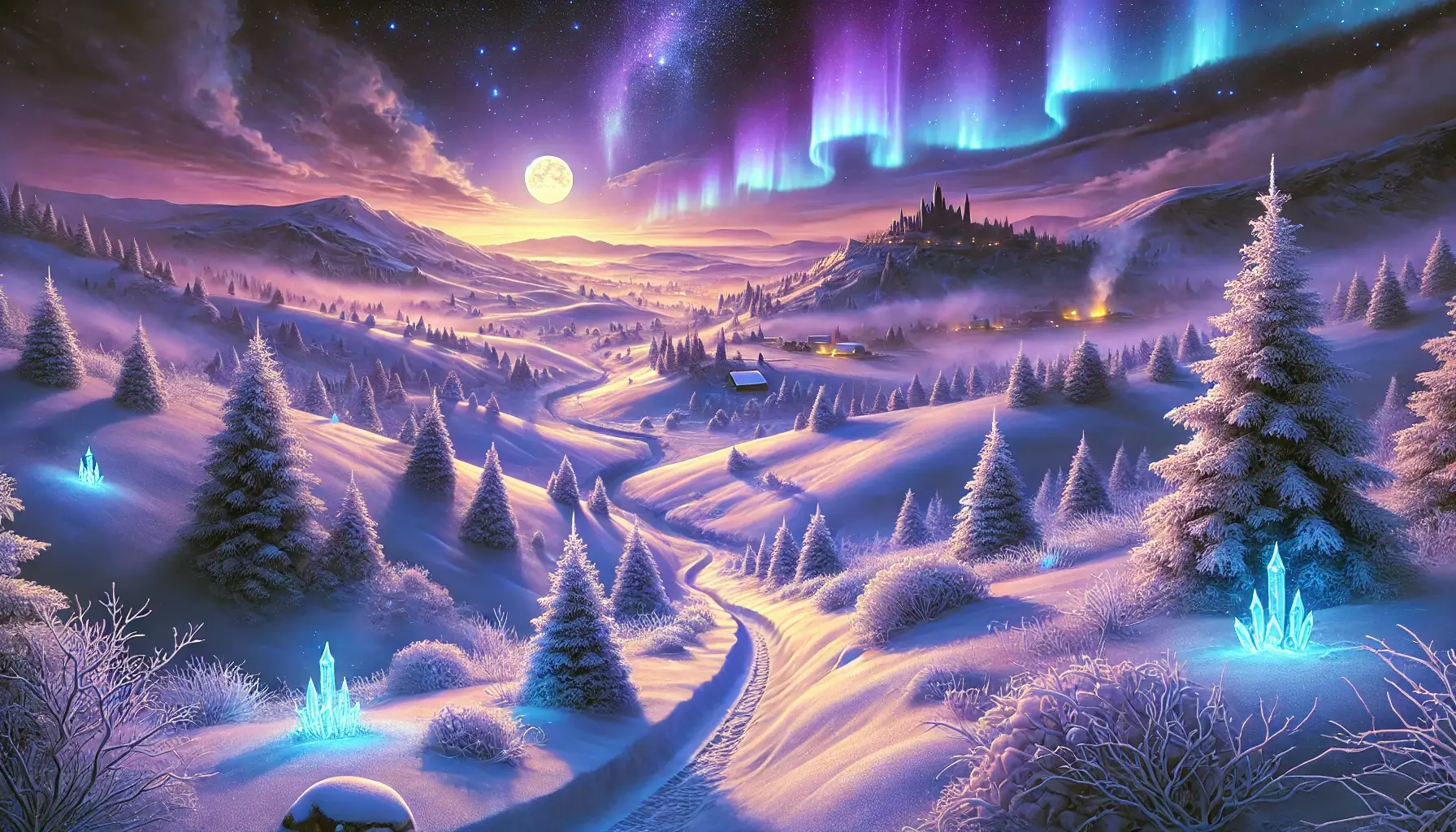 Fantasy Snow Hills Wallpaper