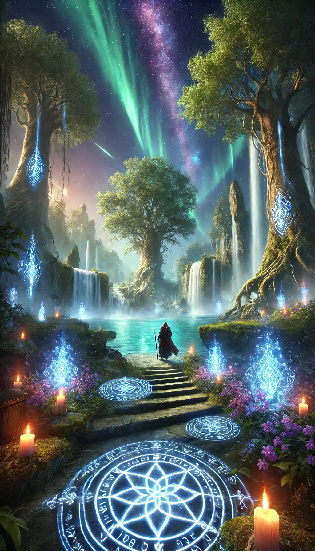 Fantasy Wallpaper 4K HD Enchanted Forest Magic Waterfall