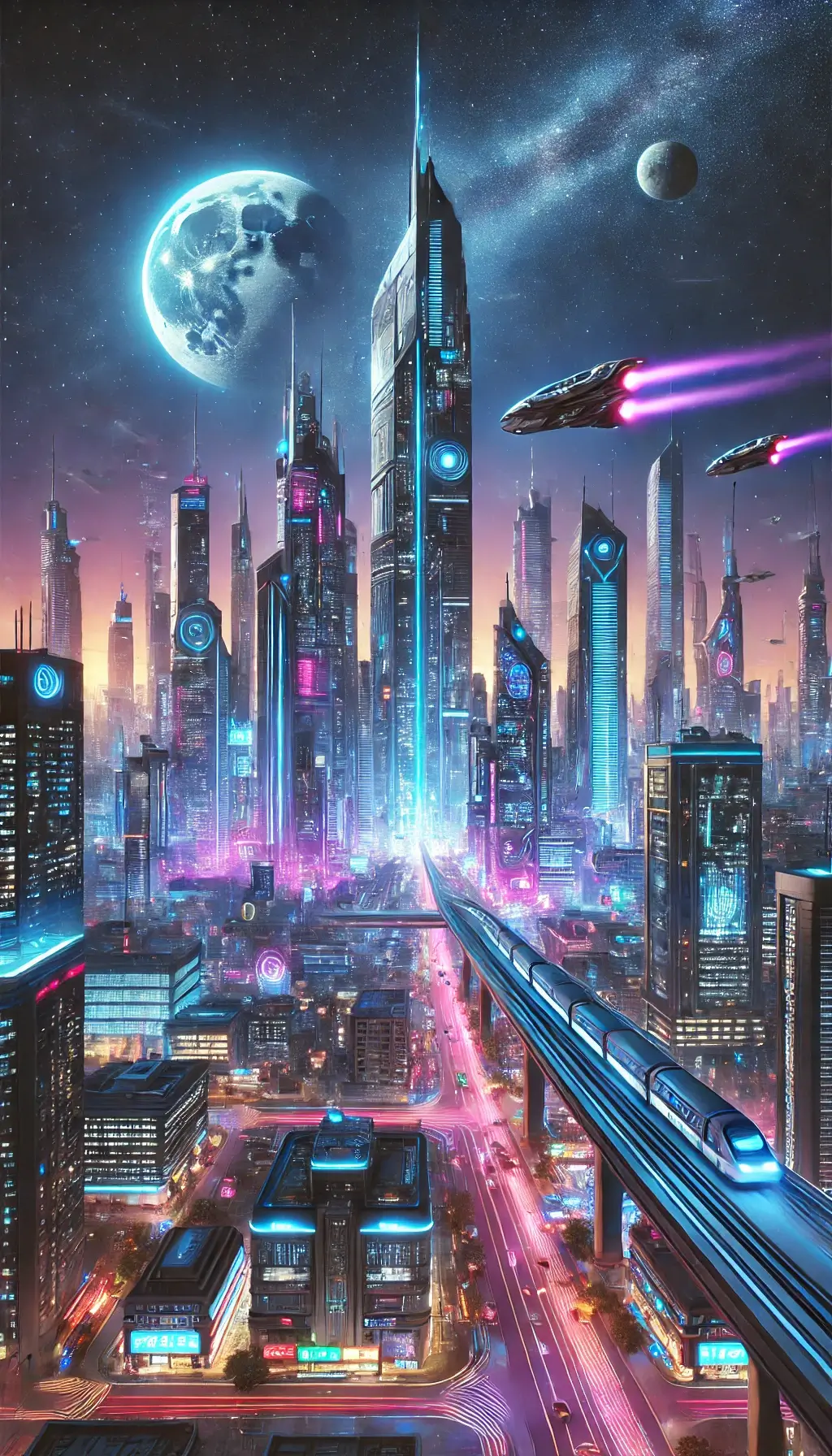 Futuristic Neon City Skyline in 4K