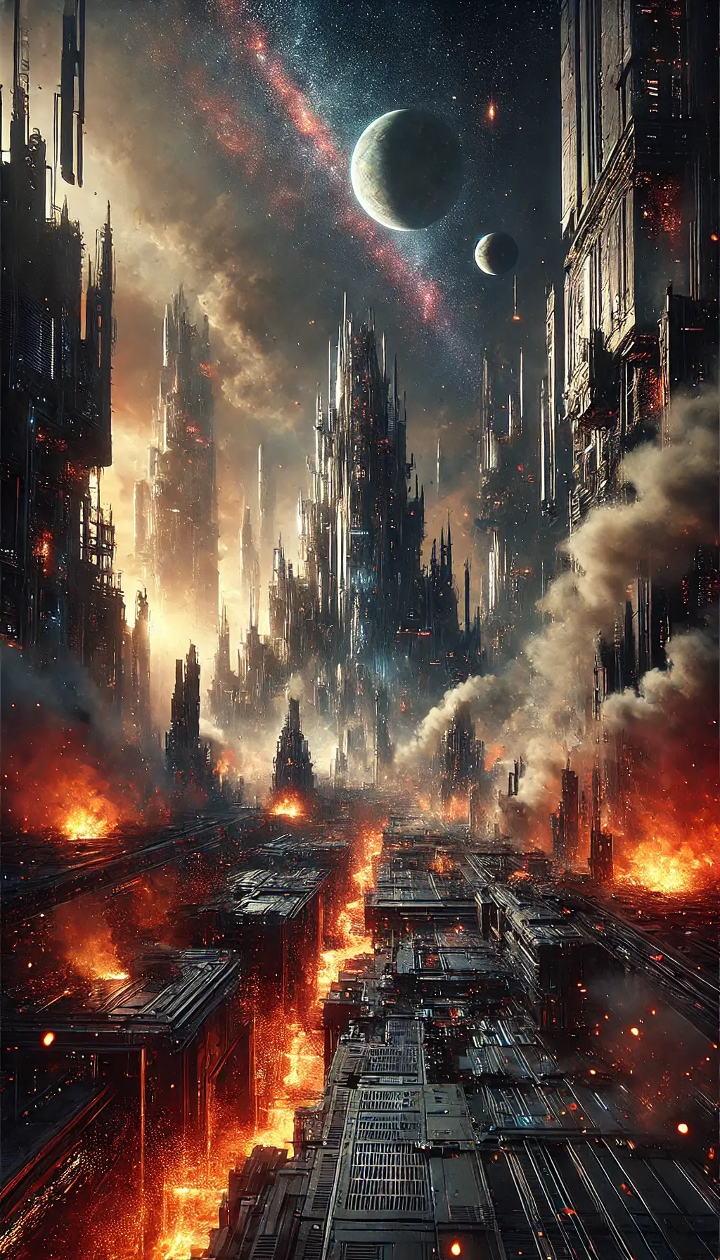 High-Res Sci-Fi World in Flames