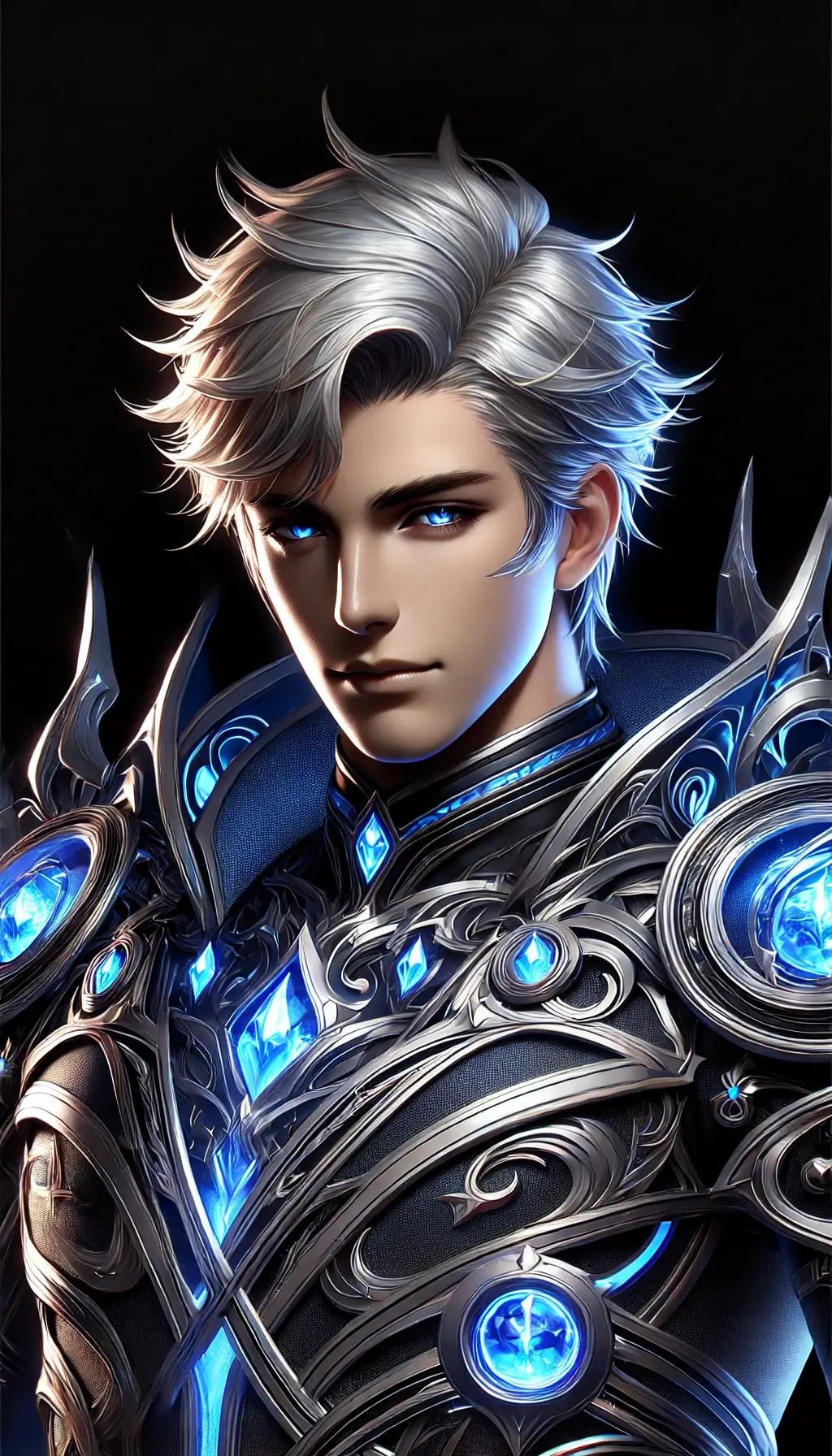 Handsome Male Anime Character Black Background Unique Design