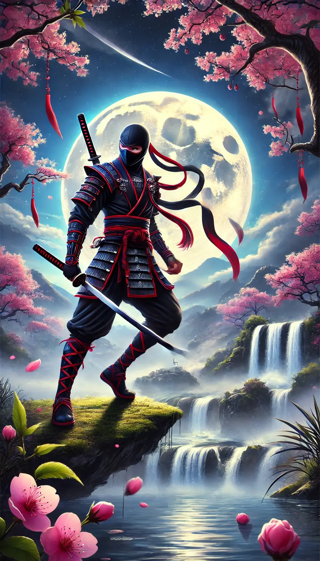 Ninja Full Moon HD 4K Wallpaper