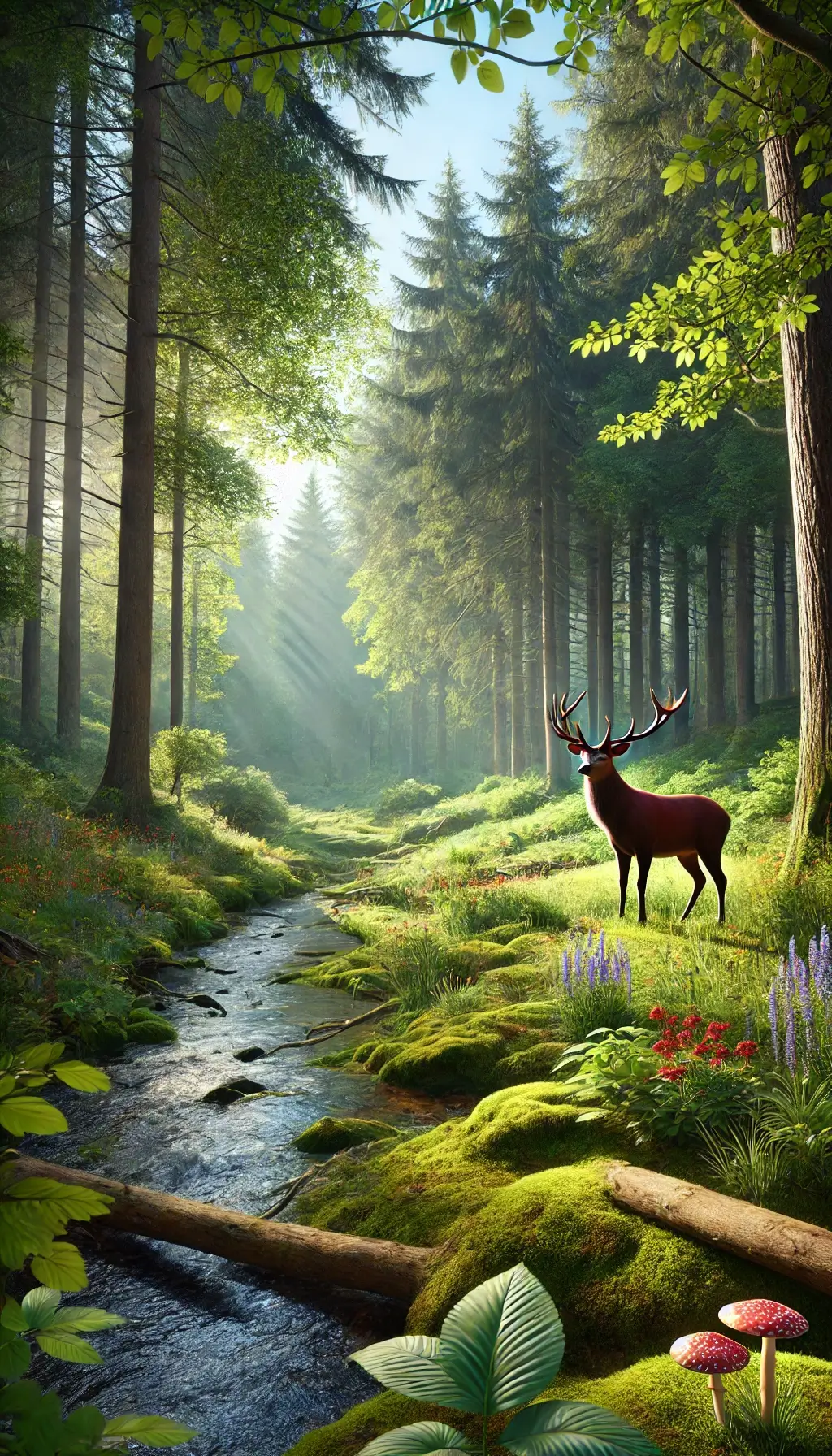 Realistic Nature Forest Stag Wildlife Scene