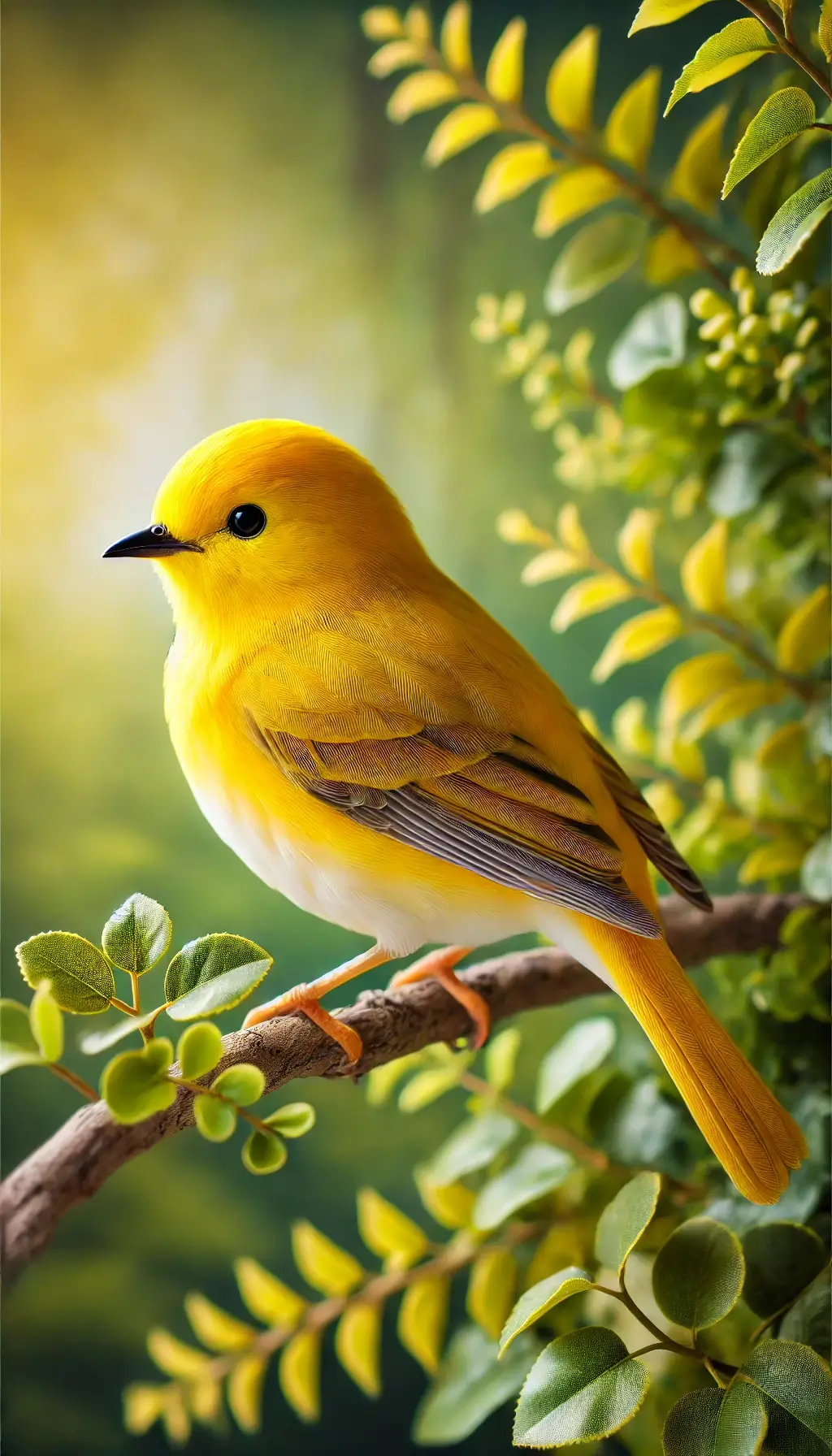 Realistic Yellow Bird in Natural Habitat