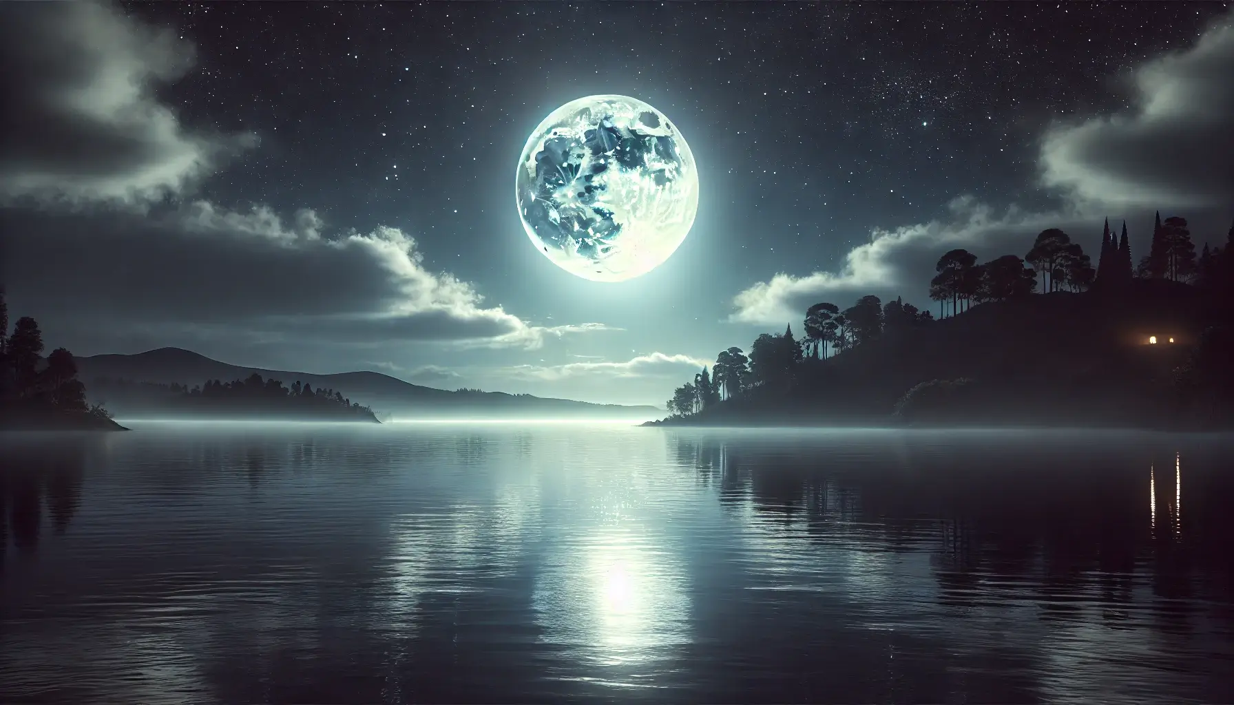 Serene Moonlit Lake Scene