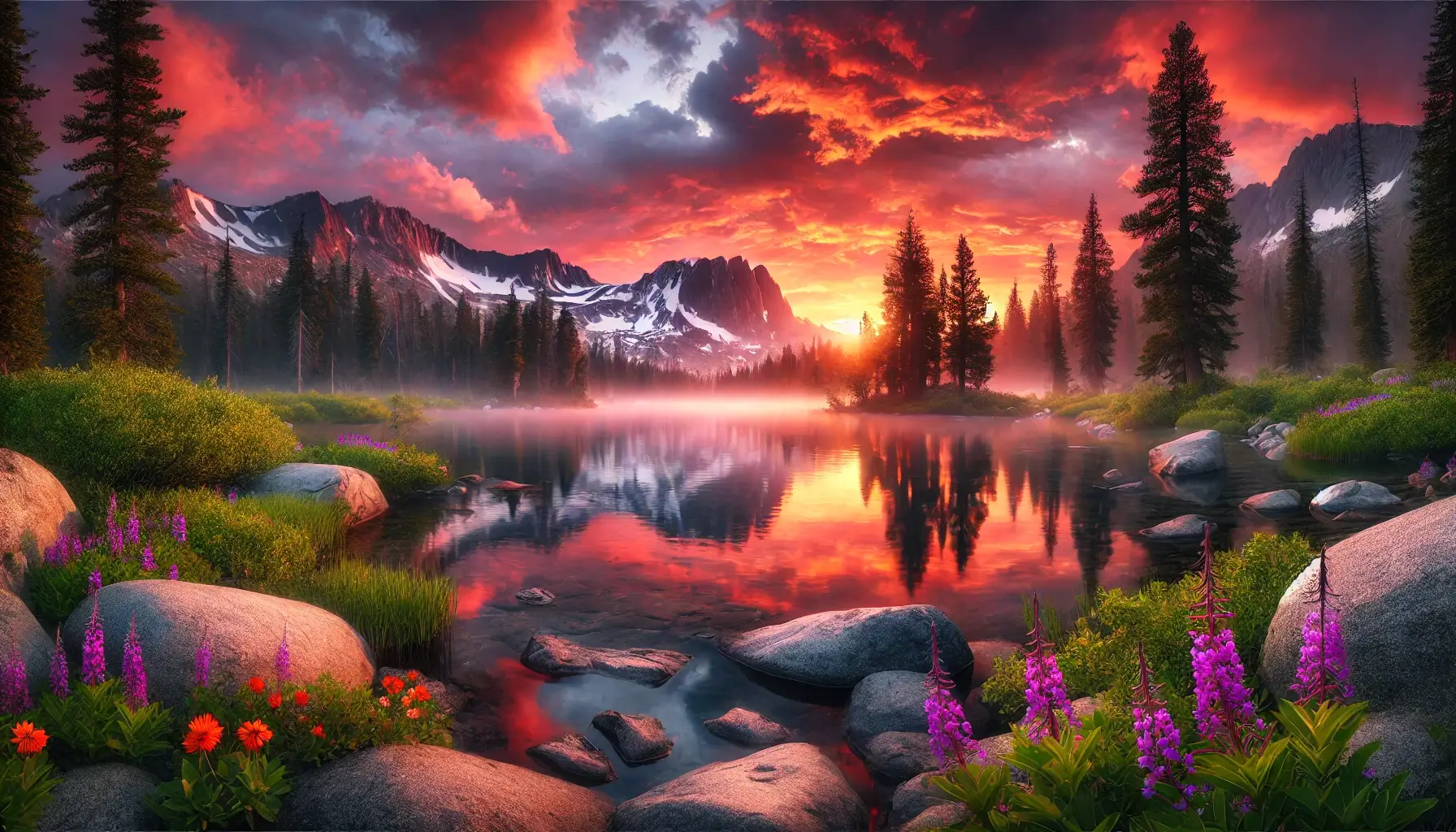 Serene Mountain Lake at Sunrise