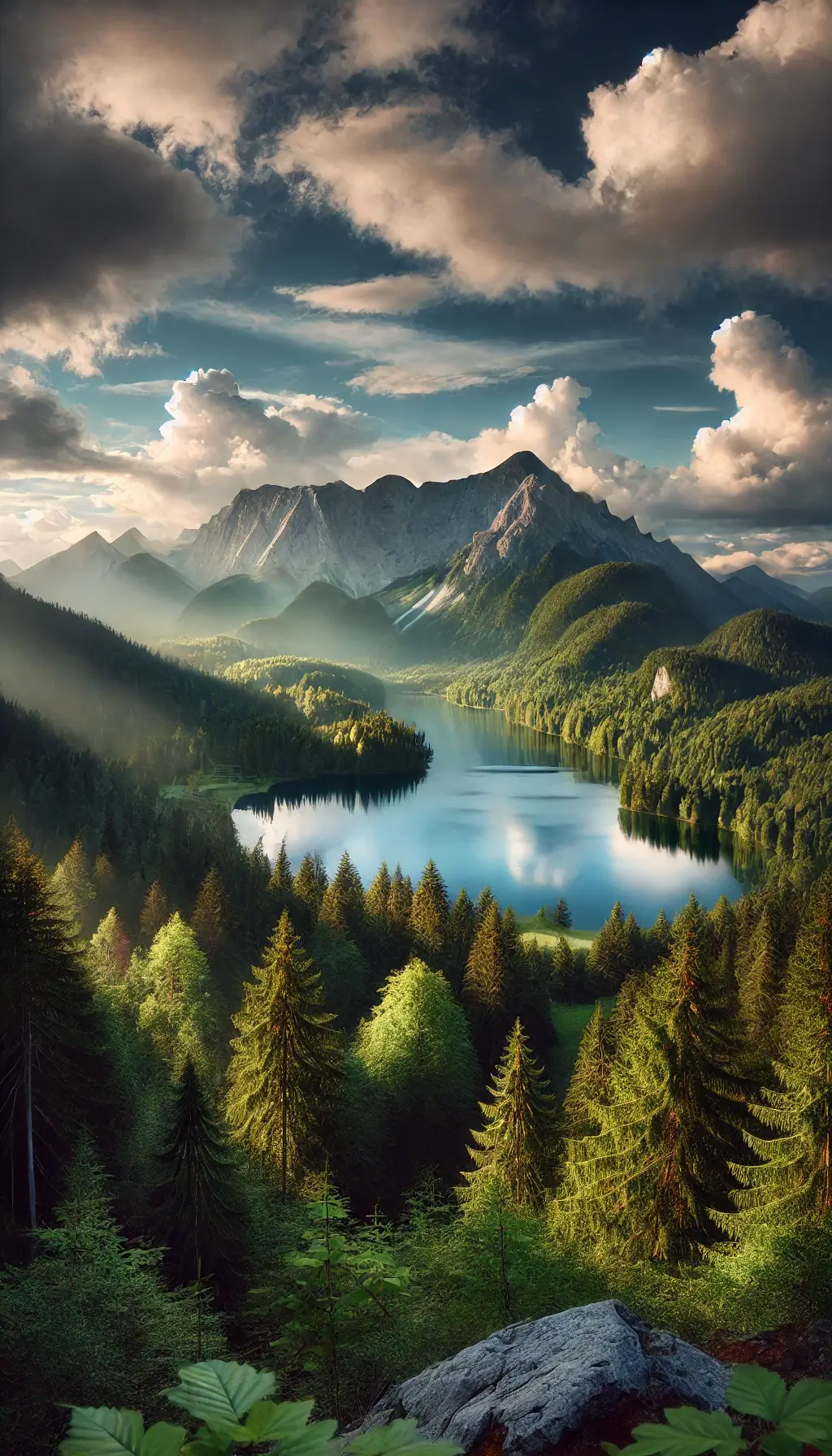 Serene Nature with Mountain and Lake