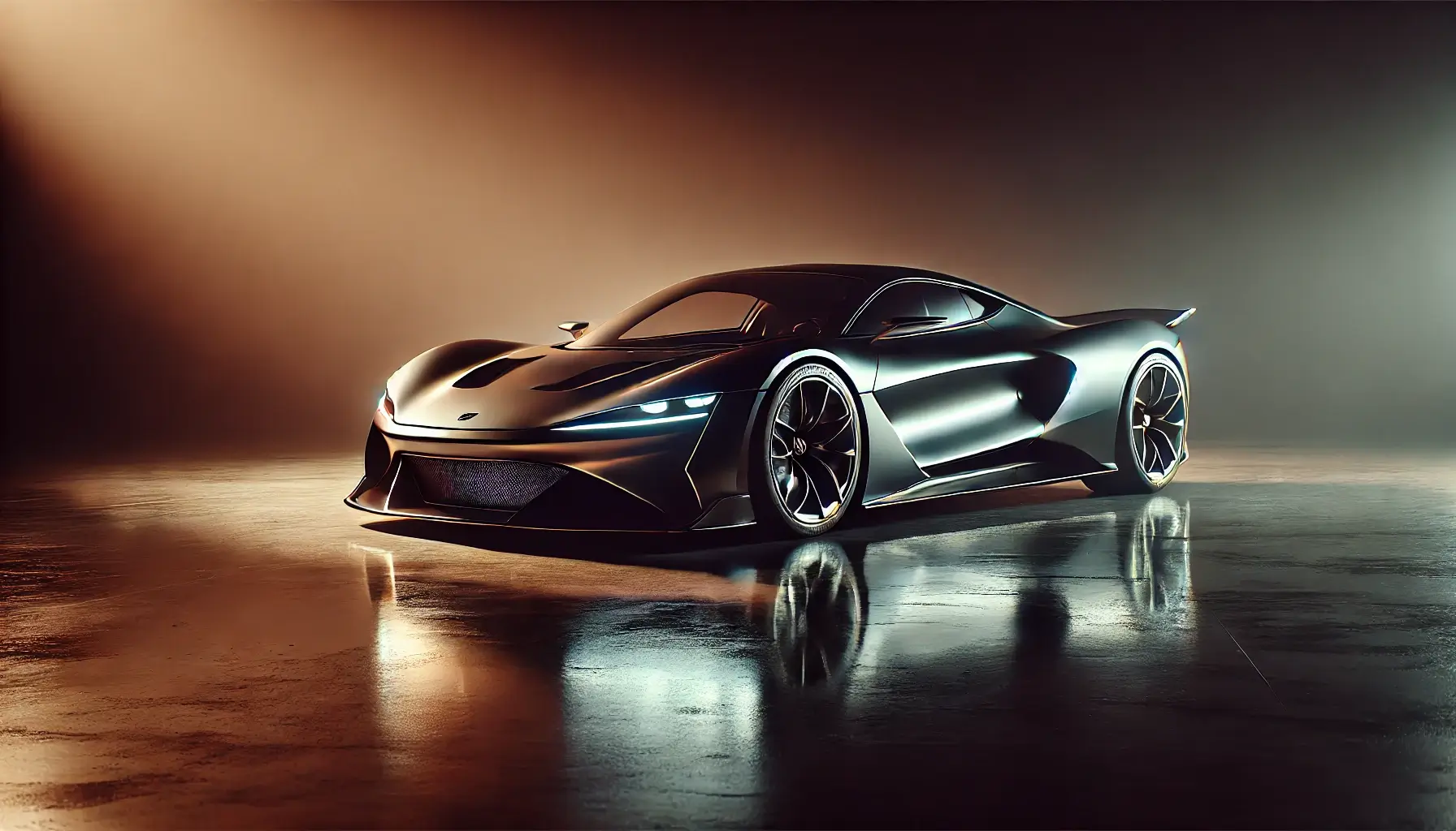 Sleek Sports Car with Dark Orange Background