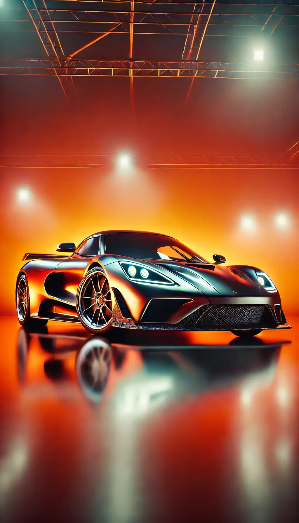 Sleek Sports Car on Orange Background