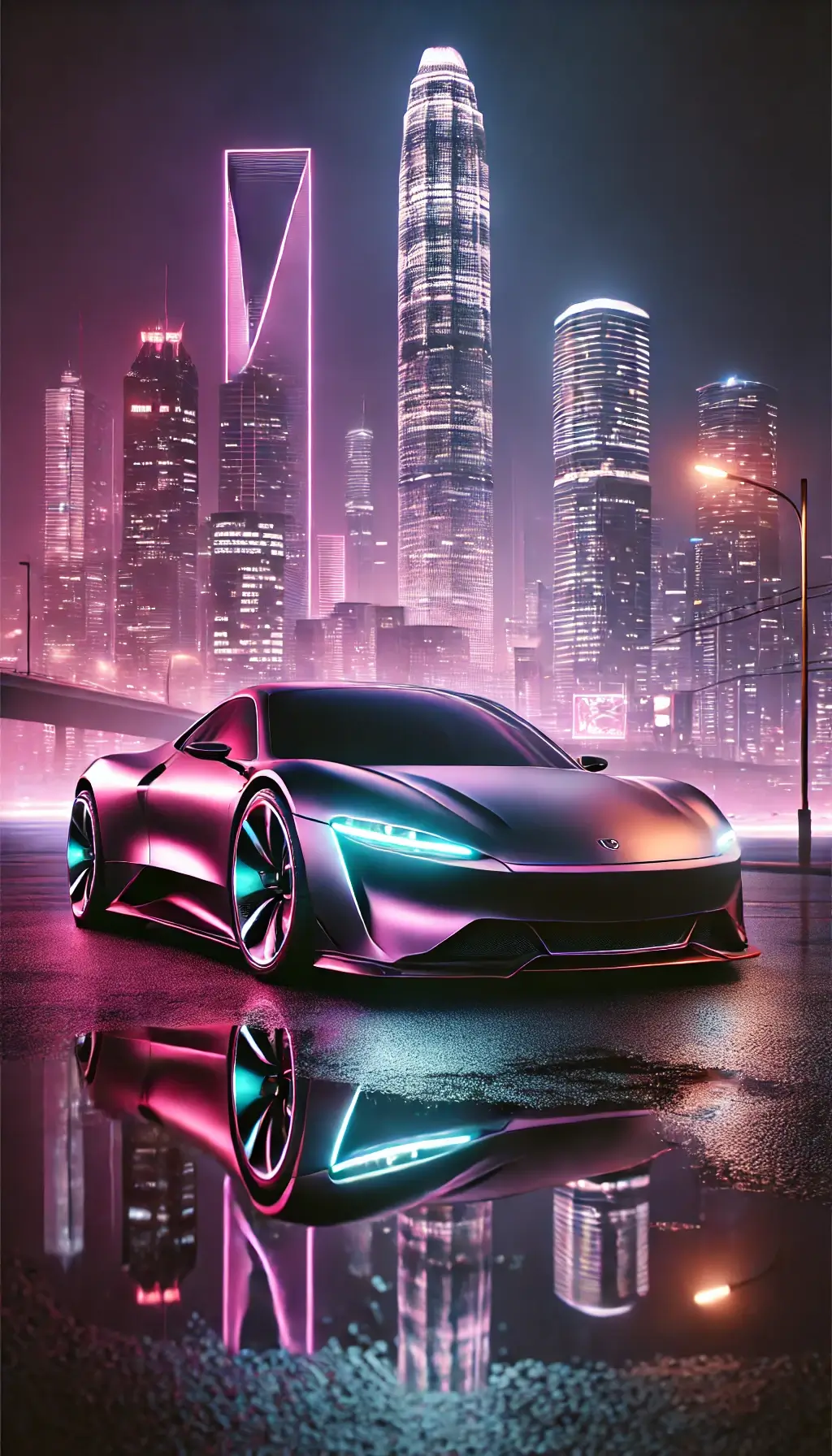 Sleek Sports Car in a Cityscape Wallpaper