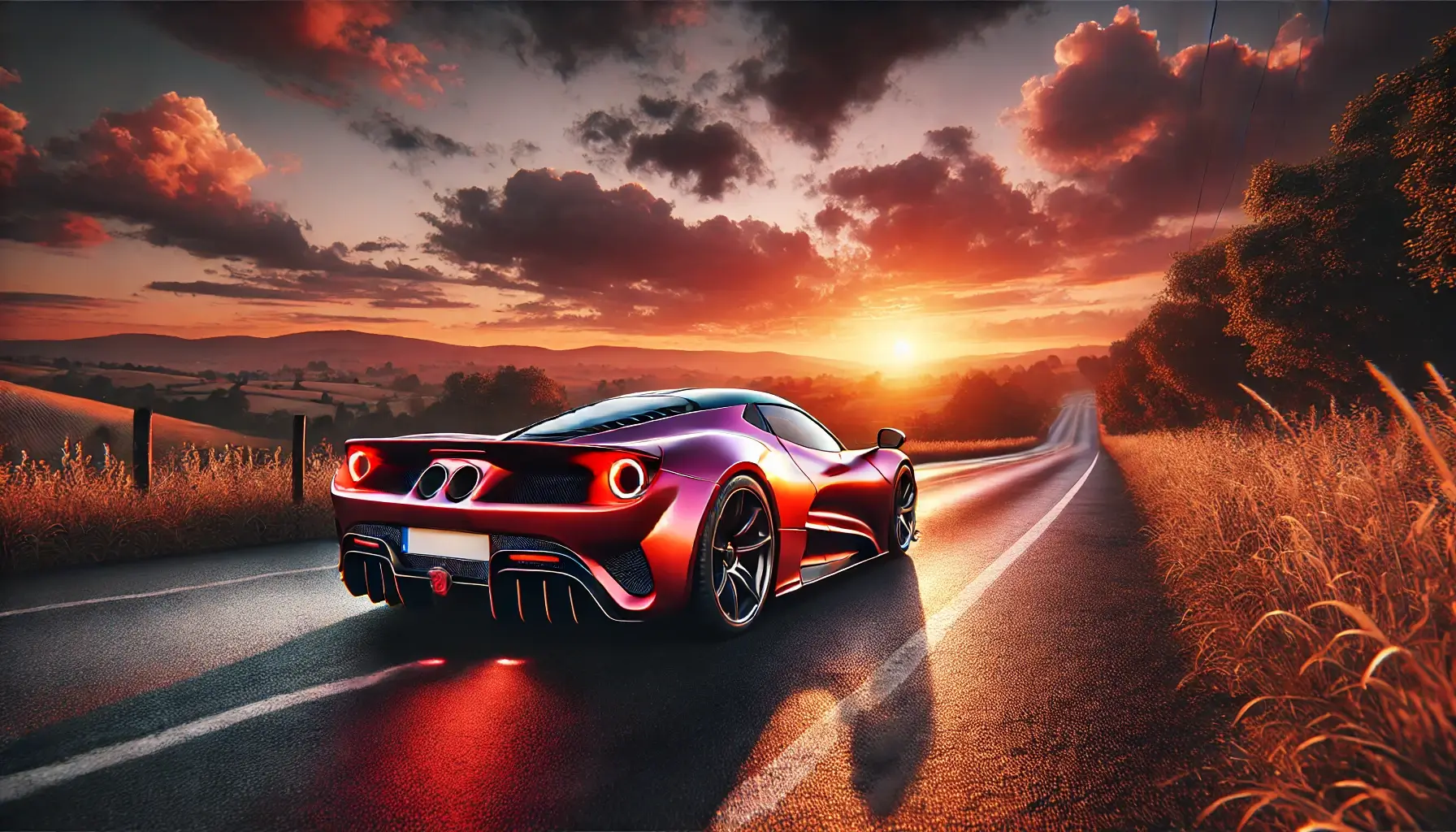 Sports Car Sunset Wallpaper 4K HD Desktop